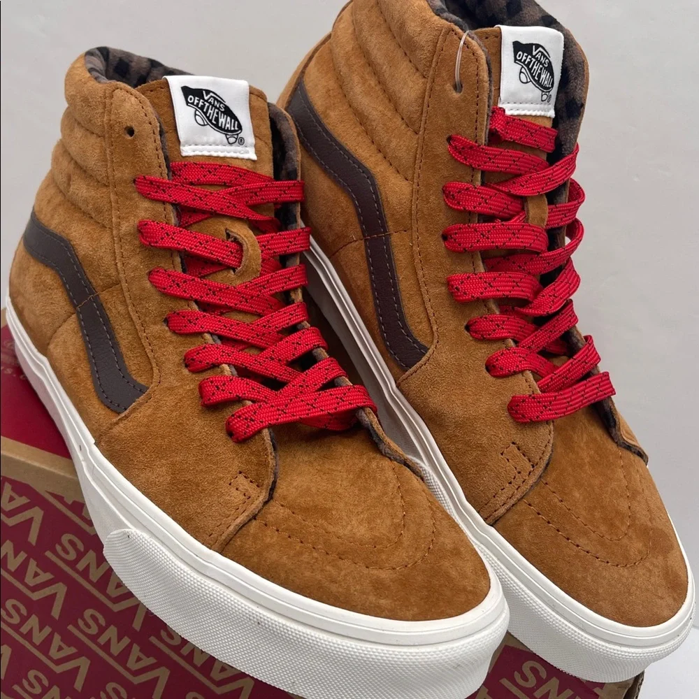Vans Men’s Tan High-Top Sneakers Sk8-Hi
Pig Suede Plaid Glazed Glaze 
Sneakers - Picture 7 of 16
